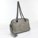 Gucci 308983 Chain Soho Shoulder Bag leather silver Women