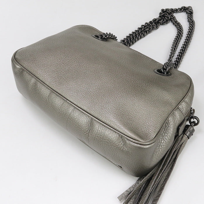 Gucci 308983 Chain Soho Shoulder Bag leather silver Women