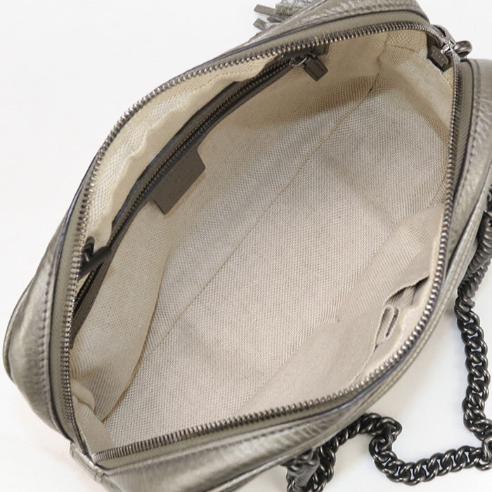 Gucci 308983 Chain Soho Shoulder Bag leather silver Women