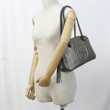 Gucci 308983 Chain Soho Shoulder Bag leather silver Women
