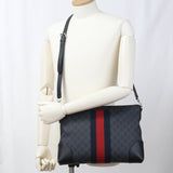 Gucci 474139 GG Supreme Diagonal shoulder bag GG Supreme black mens