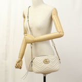 Gucci 447632 Small camera bag GG Marmont Shoulder Bag leather white Women