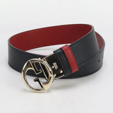 Gucci 450000 Reversible belt Interlocking G belt leather black mens