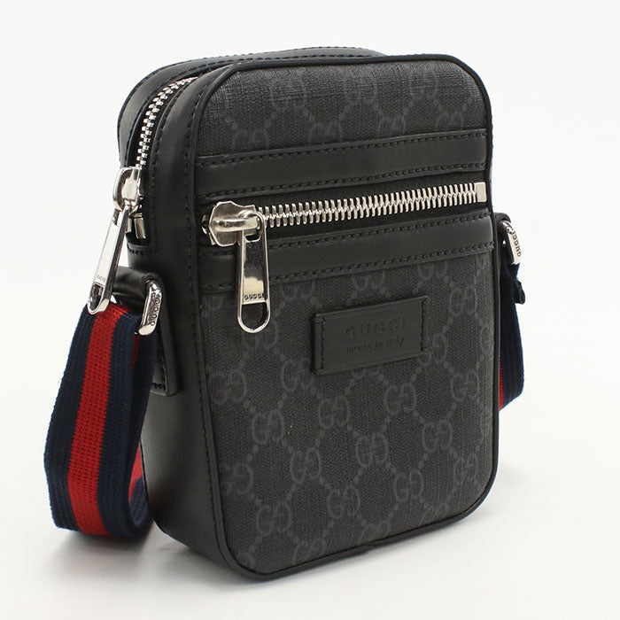 Gucci 682357 K5RLN 1095 Mini Shoulder Bag GG Supreme Diagonal leather black mens