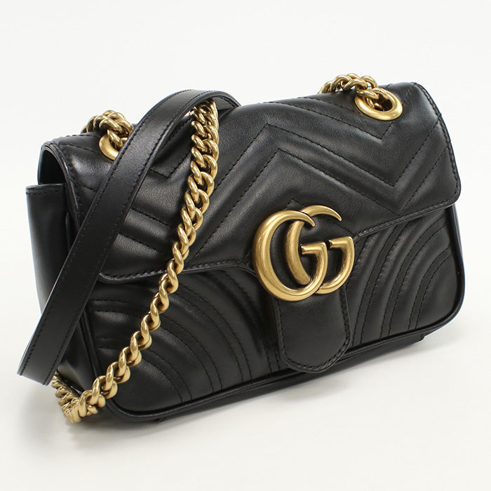 Gucci 446744 Shoulder Bag GG Marmont Small ChainShoulder Bag leather black Women