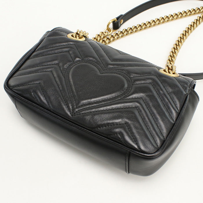 Gucci 446744 Shoulder Bag GG Marmont Small ChainShoulder Bag leather black Women