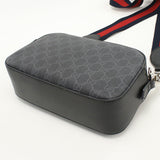 Gucci 574886 Shoulder Bag GG Supreme Web Line Pochette PVC, leather black mens