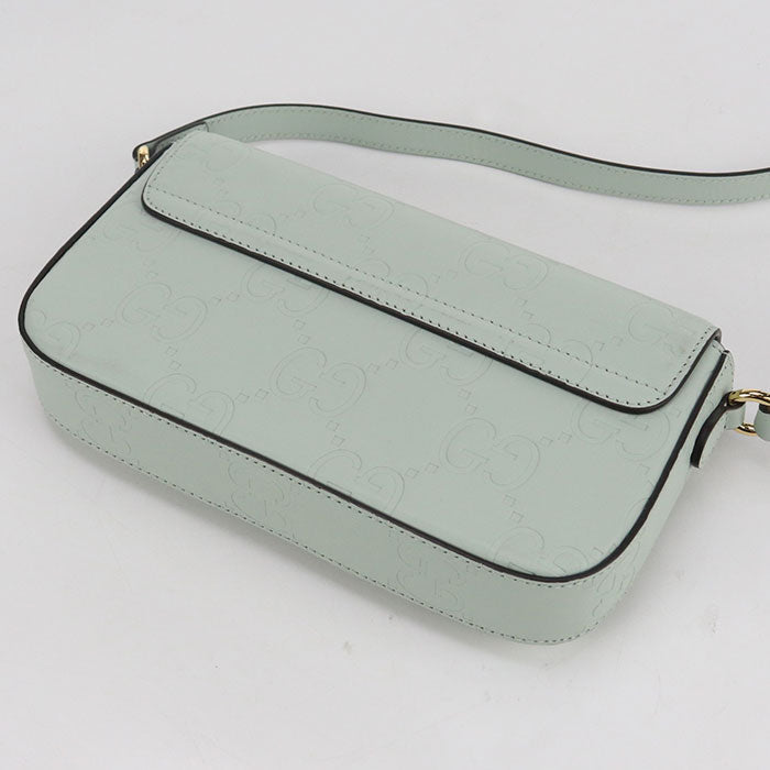 Gucci 772794 GG Super Mini Shoulder Bag leather green Women