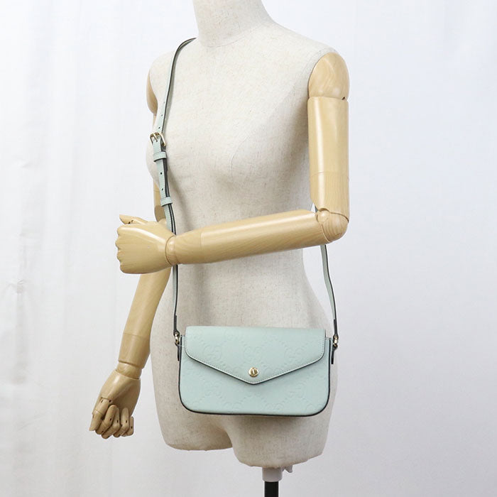 Gucci 772794 GG Super Mini Shoulder Bag leather green Women