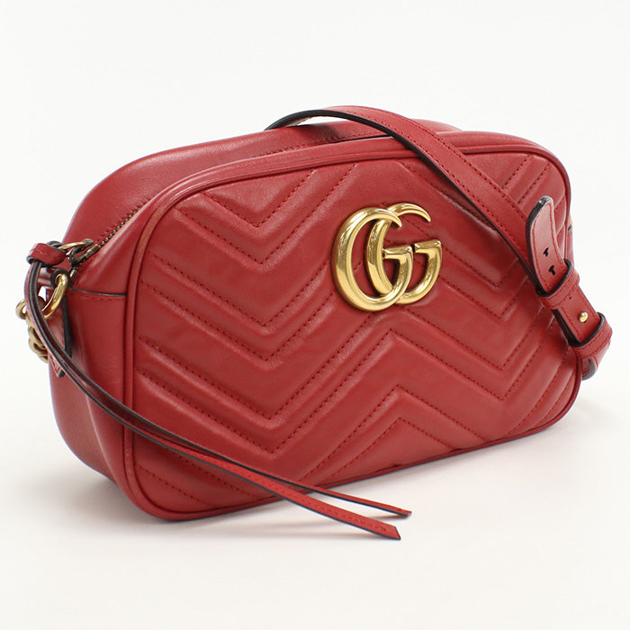 Gucci 447632 Shoulder Bag GG Marmont Small ChainShoulder Bag leather Red Women