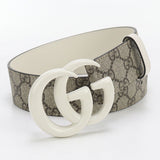 Gucci 400593 wide Double G belt GG Supreme beige Women