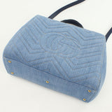 Gucci 448054 2WAY GG Marmont Tote Bag denim/leather blue Women