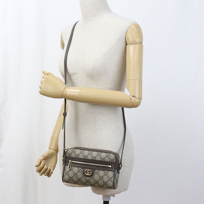 Gucci 772311 Mini Ofidia Diagonal Shoulder Bag GG Supreme/leather beige Women