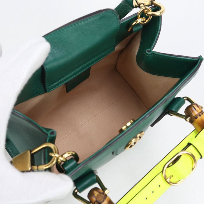 Gucci 655661 Small Tote Bag 2WAY Gucci Diana Handbag leather green Women
