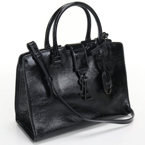 Saint Laurent- Baby Cabas Handbag Enamel Black