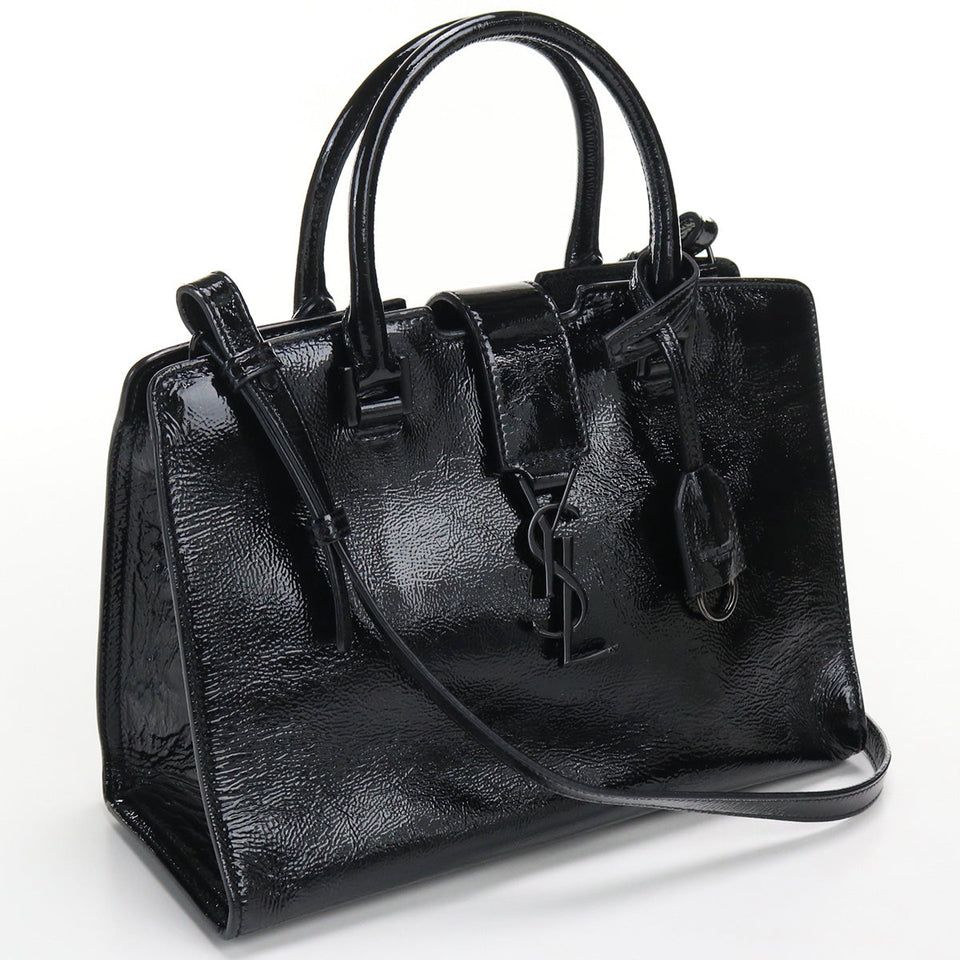 Saint Laurent- Baby Cabas Handbag Enamel Black