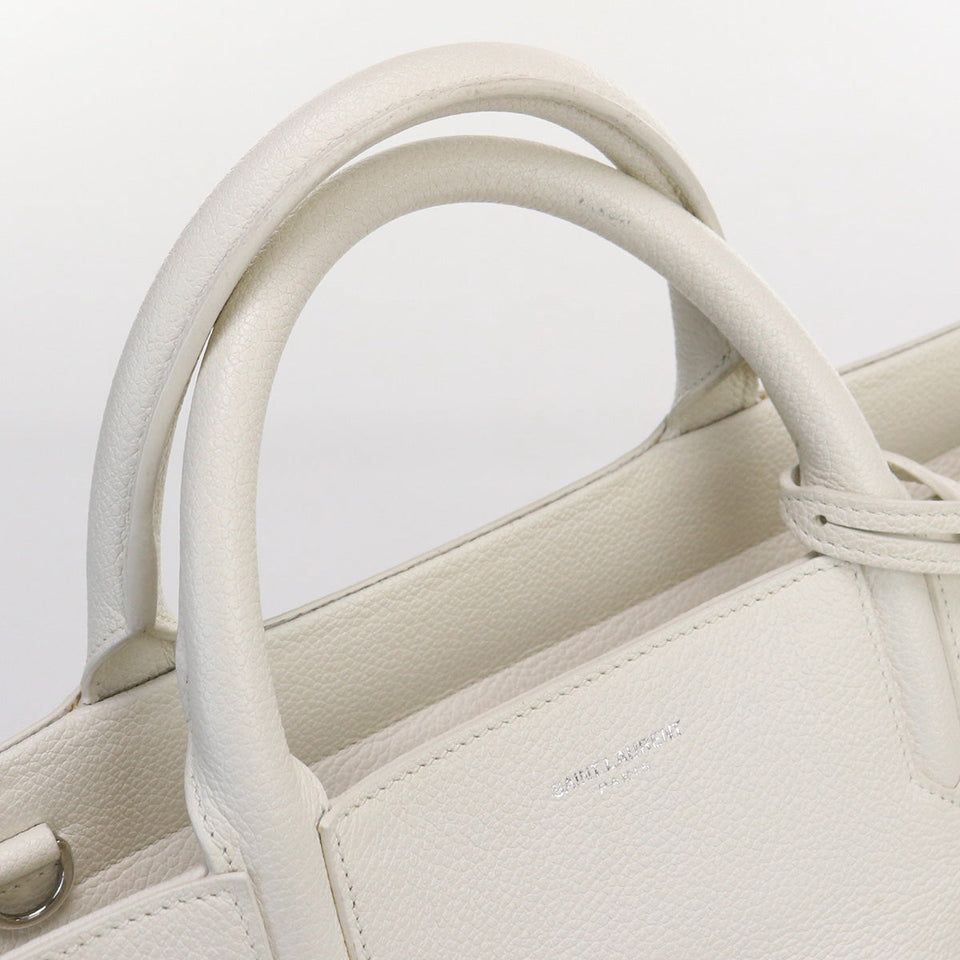 Saint Laurent- Cava Rive Gauche Handbag Leather White