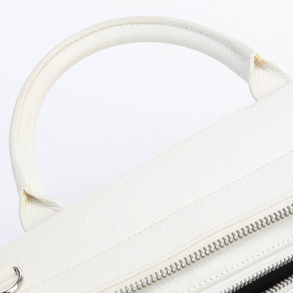 Saint Laurent- Cava Rive Gauche Handbag Leather White