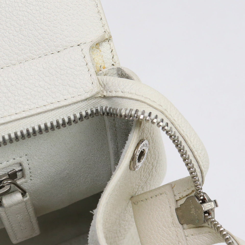 Saint Laurent- Cava Rive Gauche Handbag Leather White