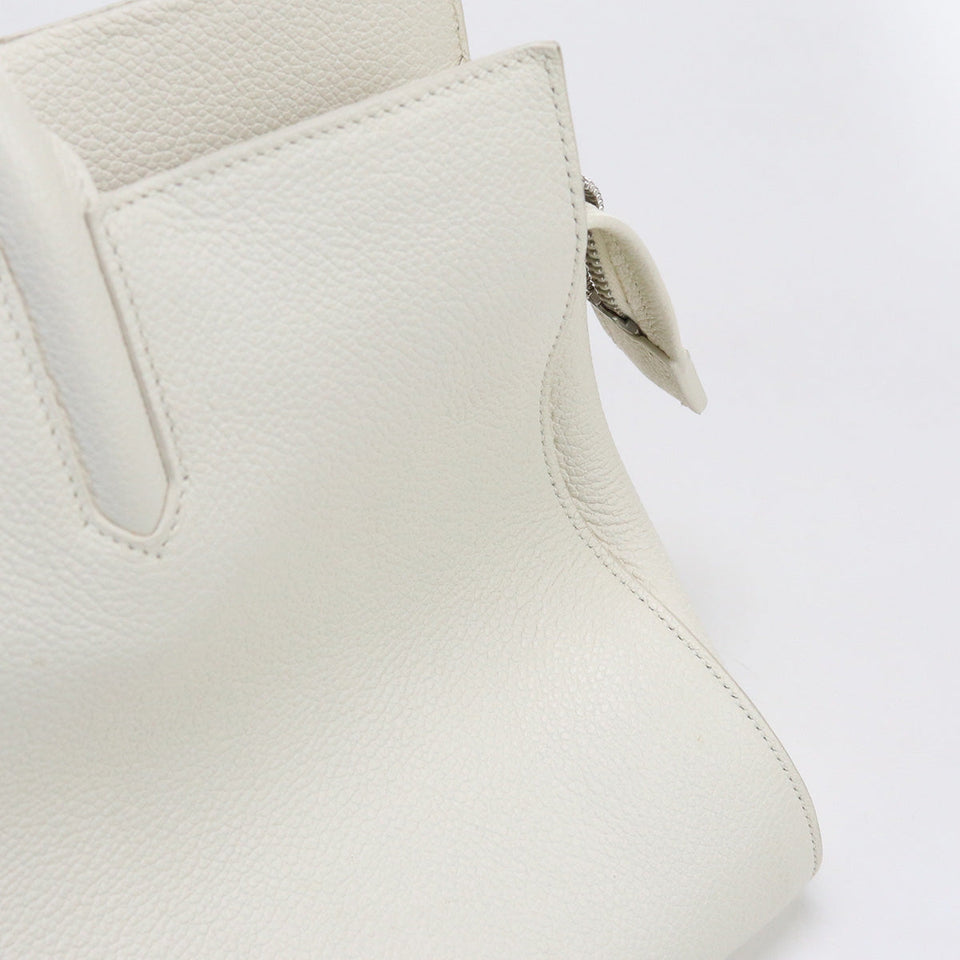 Saint Laurent- Cava Rive Gauche Handbag Leather White