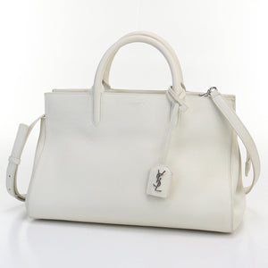 Saint Laurent- Cava Rive Gauche Handbag Leather White