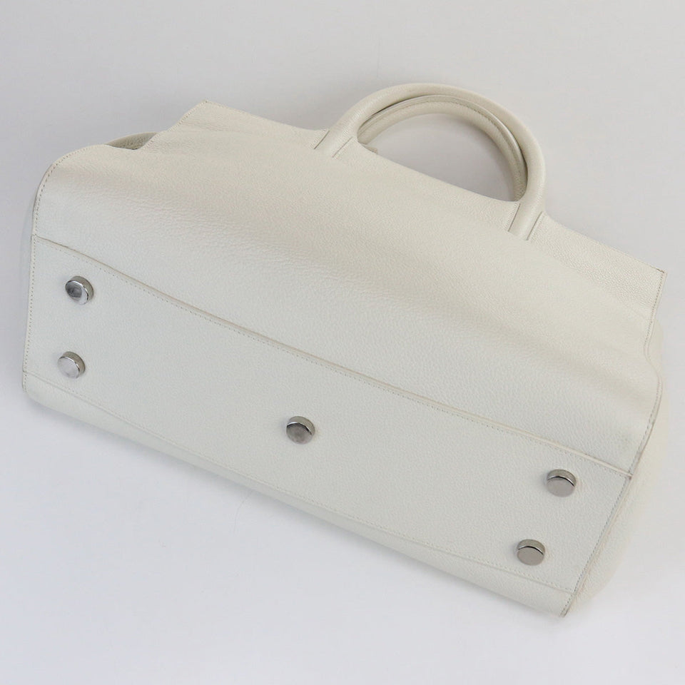 Saint Laurent- Cava Rive Gauche Handbag Leather White