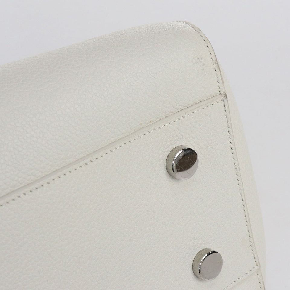 Saint Laurent- Cava Rive Gauche Handbag Leather White
