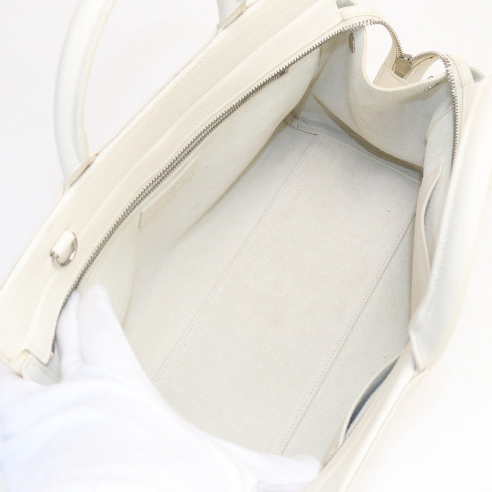 Saint Laurent- Cava Rive Gauche Handbag Leather White