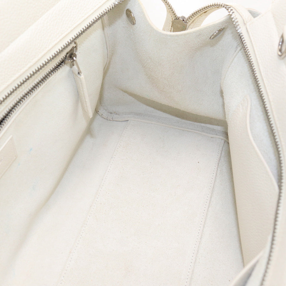 Saint Laurent- Cava Rive Gauche Handbag Leather White