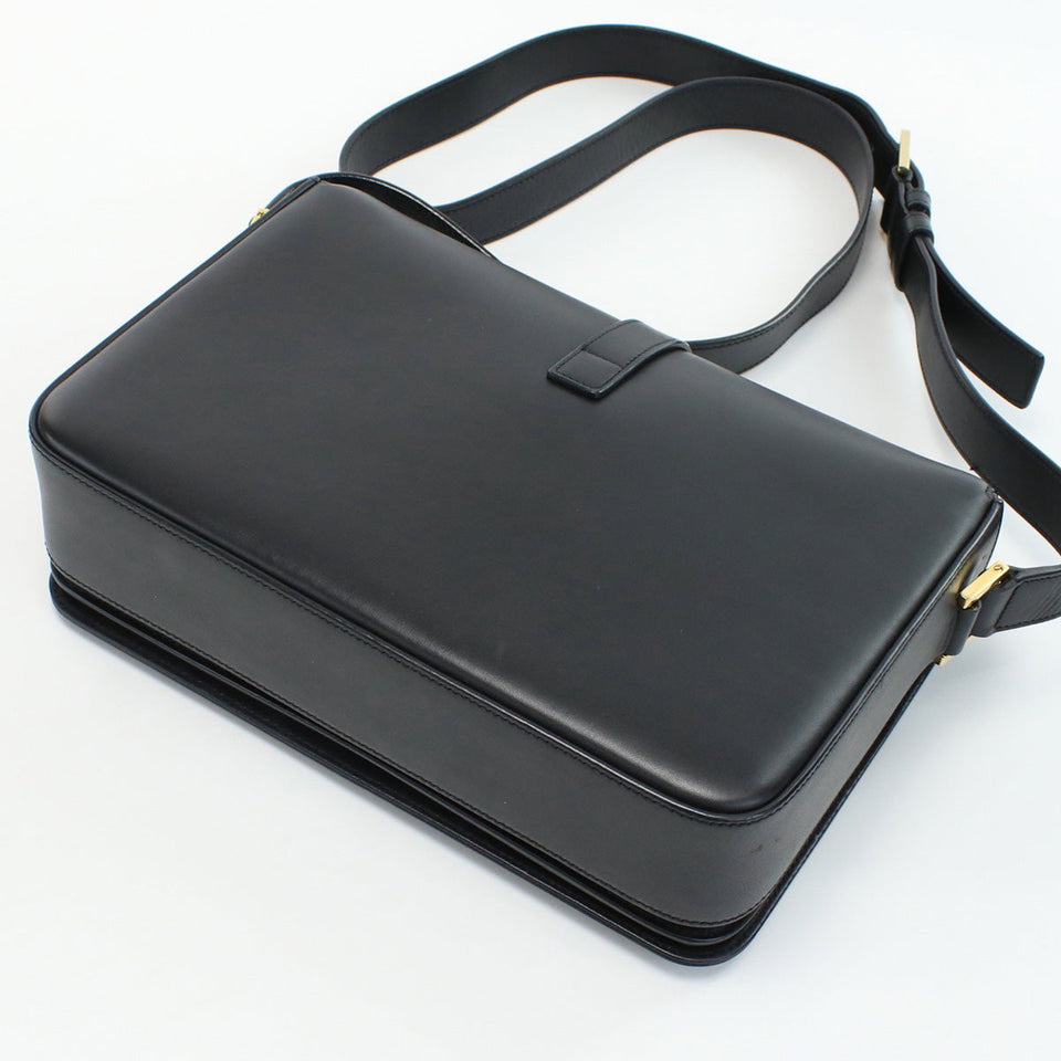 Saint Laurent- University Crossbody Shoulder Bag Leather Black