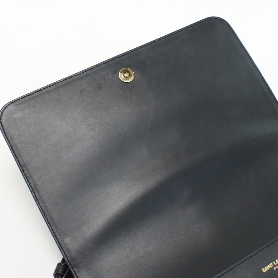 Saint Laurent- University Crossbody Shoulder Bag Leather Black