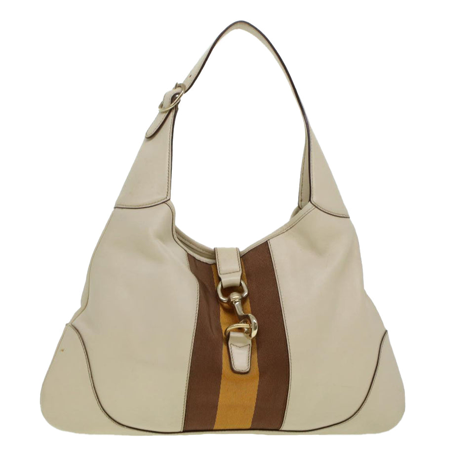 Gucci Sherry Line Jackie Shoulder Bag Leather Beige Brown 153029 uy125