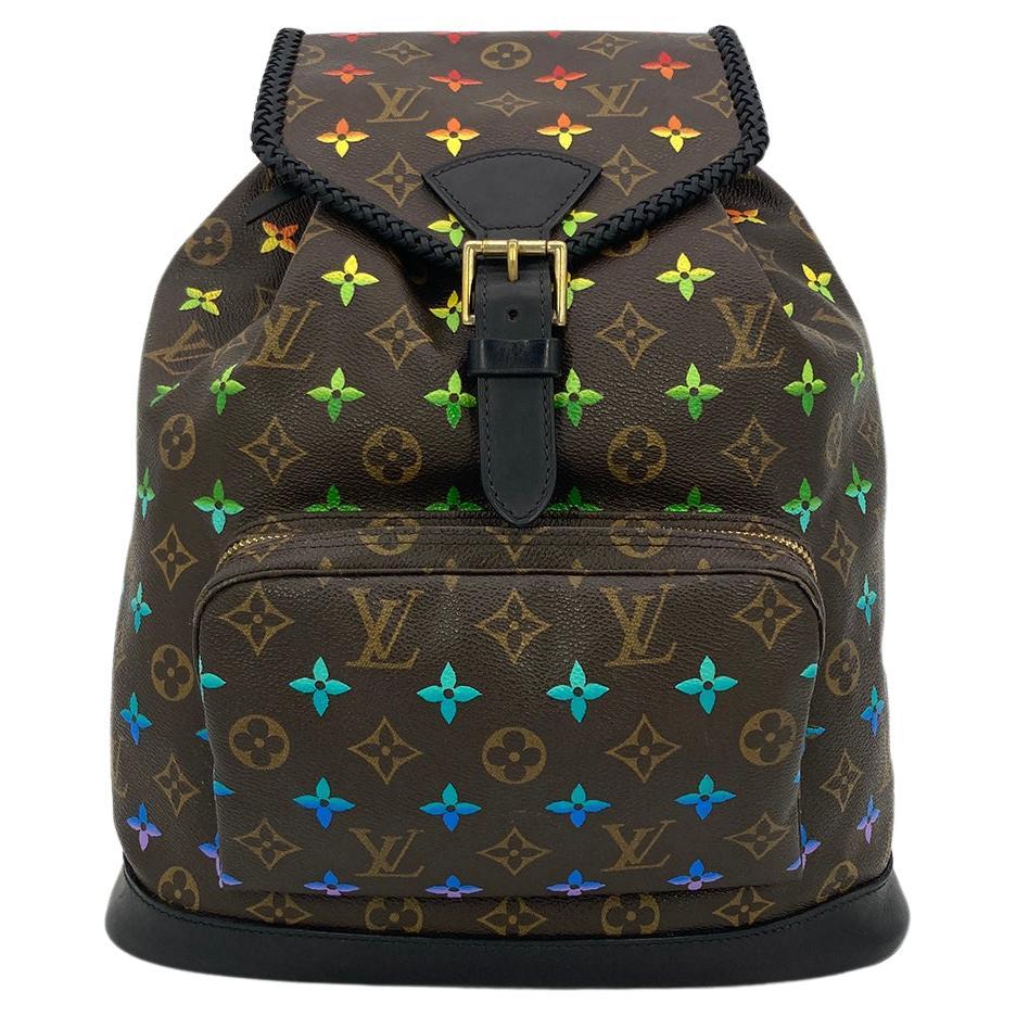 Louis Vuitton OOAK Hand Painted Leather Wrapped Montsouris GM Backpack