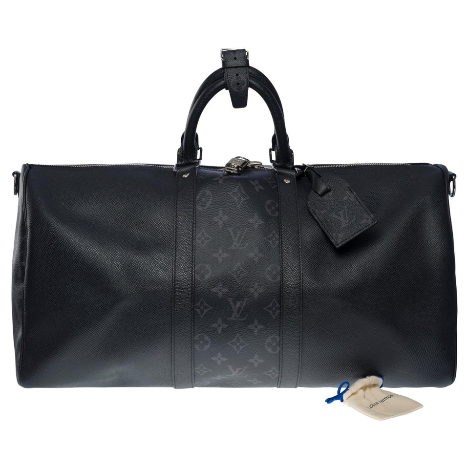 Louis Vuitton Keepall 50 Taigarama Travel bag in black canvas and leather , SHW