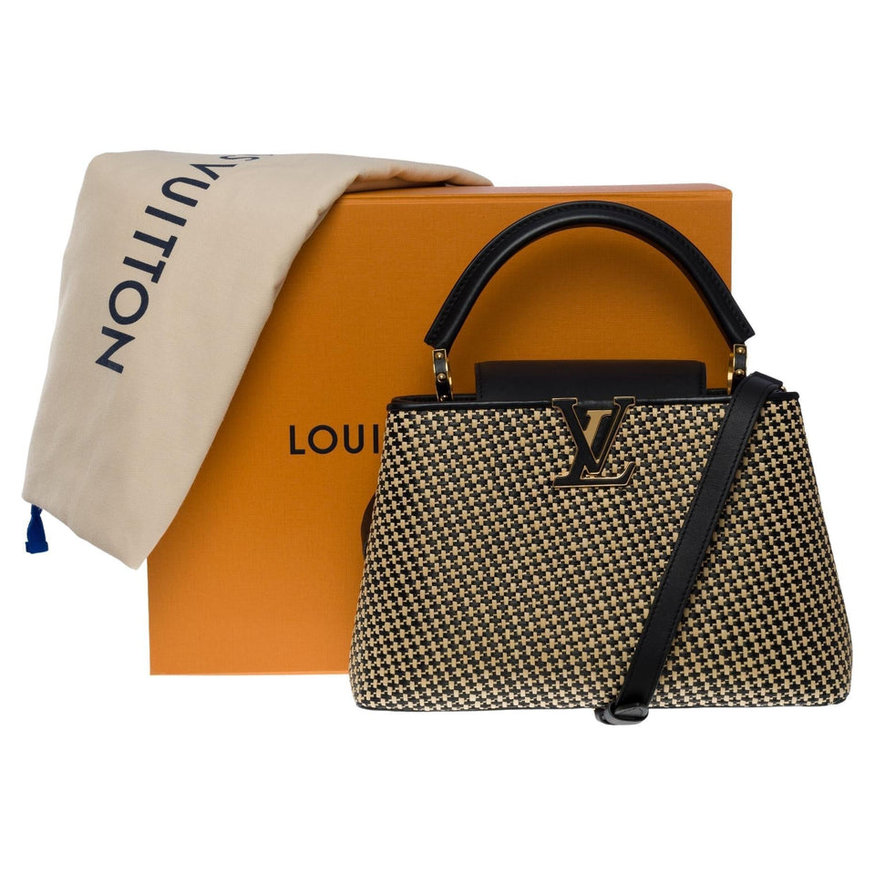 Louis Vuitton Limited Edition Capucines MM handbag strap in braided Raffia, GHW