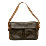 Louis Vuitton Monogram Shoulder Bag Leather Brown