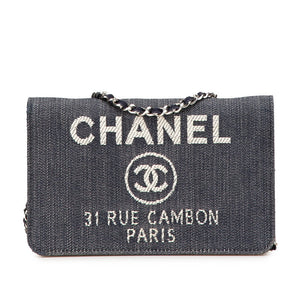 Chanel Deauville Denim Chain Wallet Wallet