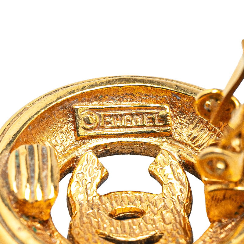 Chanel Gold Plated Coco Mark Round Earrings