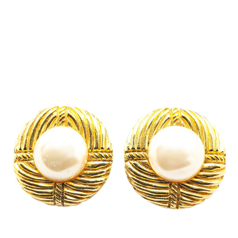 Chanel Gold Plated Faux Pearl Earrings