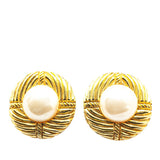 Chanel Gold Plated Faux Pearl Earrings