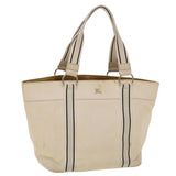 Luxury Burberry Tote Bag Canvas White Auth yb124