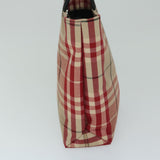 Luxury Burberry Nova Check Hand Bag Canvas Red Auth yb523