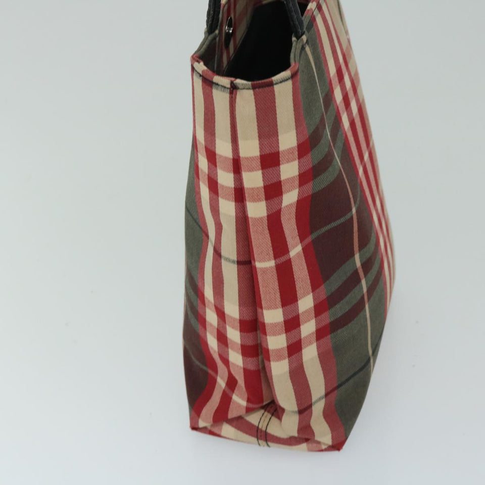 Luxury Burberry Nova Check Hand Bag Canvas Red Auth yb523