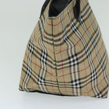 Luxury BurberrySs Nova Check Blue Label Tote Bag Nylon Beige Auth yb525