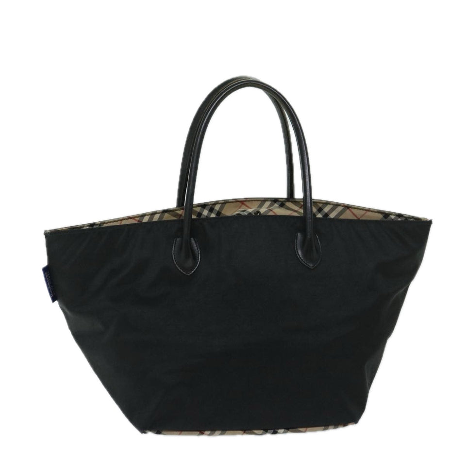 Luxury BurberrySs Blue Label Hand Bag Nylon Black Auth yb538