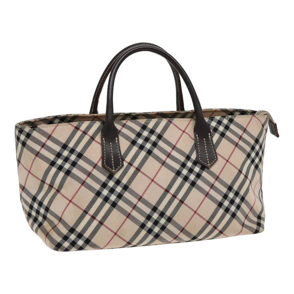 Luxury BurberrySs Nova Check Hand Bag Canvas Beige Auth yb587