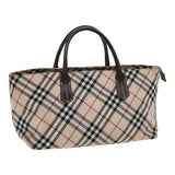 Luxury BurberrySs Nova Check Hand Bag Canvas Beige Auth yb587