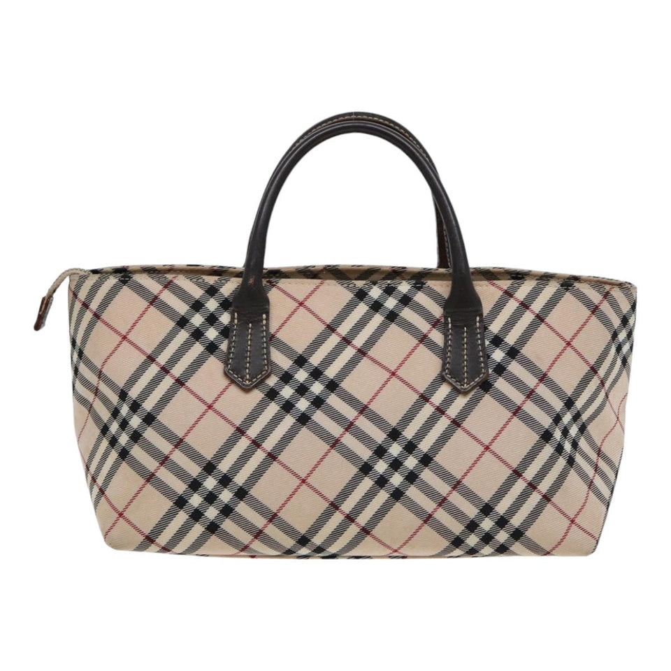 Luxury BurberrySs Nova Check Hand Bag Canvas Beige Auth yb587
