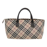 Luxury BurberrySs Nova Check Hand Bag Canvas Beige Auth yb587