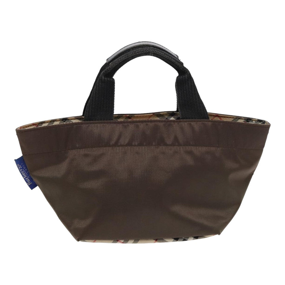 Luxury BurberrySs Nova Check Blue Label Hand Bag Canvas Brown Auth yb594
